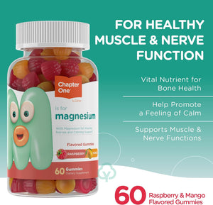 Chapter One Magnesium Gummies for Kids Raspberry and Mango Flavored 60 Count