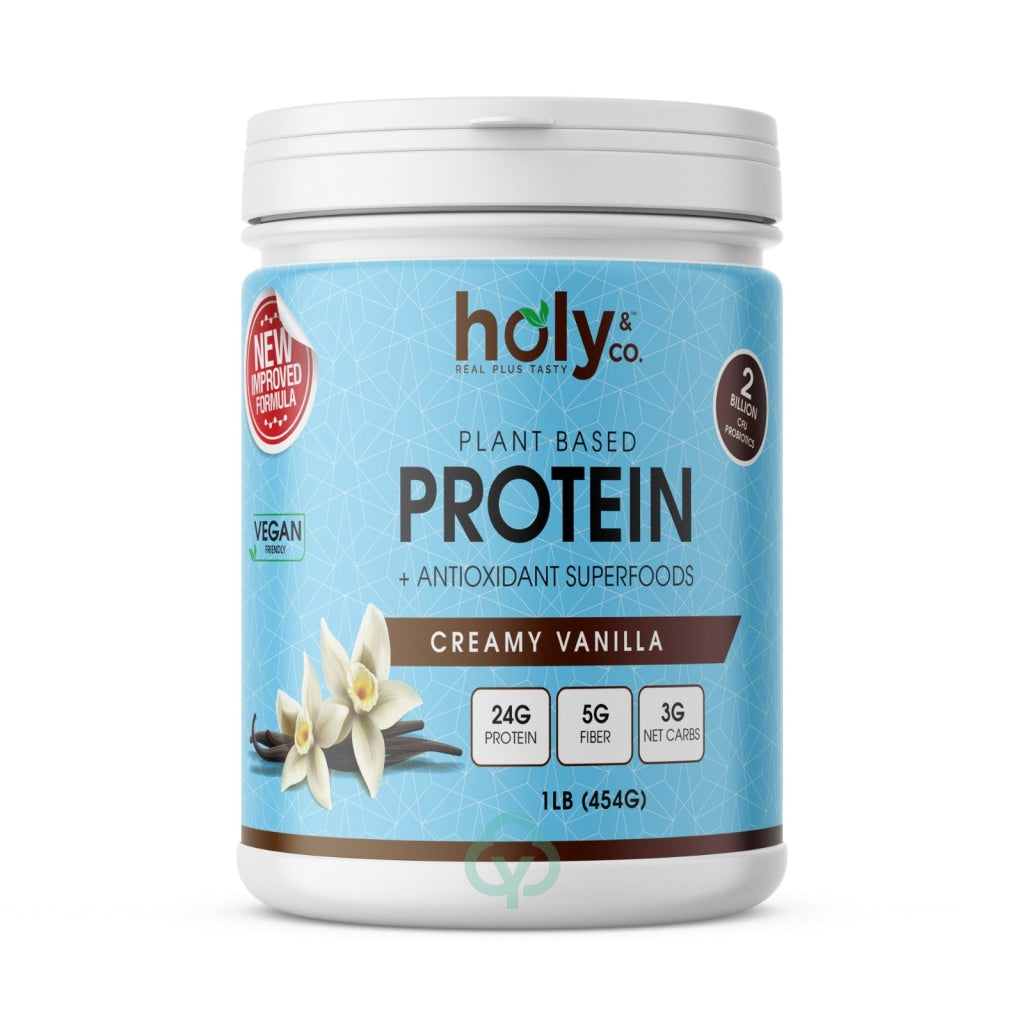 Holy And Co. Plant Based Protein Bcaa Amino Acid Powder Vanilla Bean Vegan 1 Lb (16 Oz) Protien