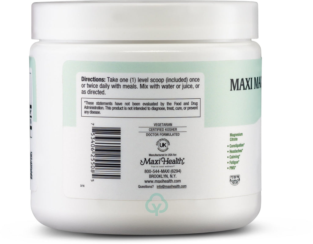 Maxi Health Magnesium Citrate Powder 8 Oz Total Wellness