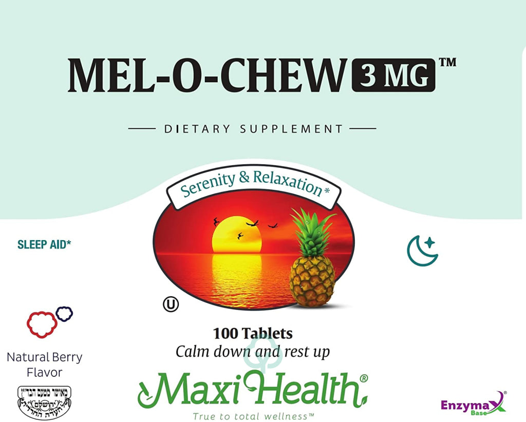 Mel-O-Chew Melatonin For Kids 3Mg Chewable Sleep Aid Tablets Berry Flavor 100 Count White