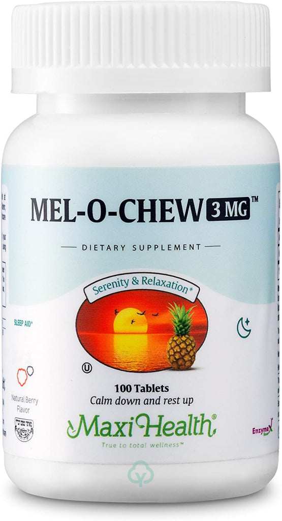 Mel-O-Chew Melatonin For Kids 3Mg Chewable Sleep Aid Tablets Berry Flavor 100 Count White