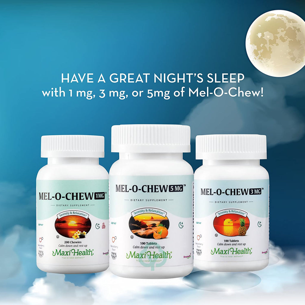 Mel-O-Chew Melatonin For Kids 3Mg Chewable Sleep Aid Tablets Berry Flavor 100 Count White