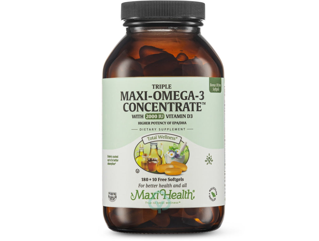 Maxi Health Triple Omega 3 2000 D3 190 Gels Total Wellness