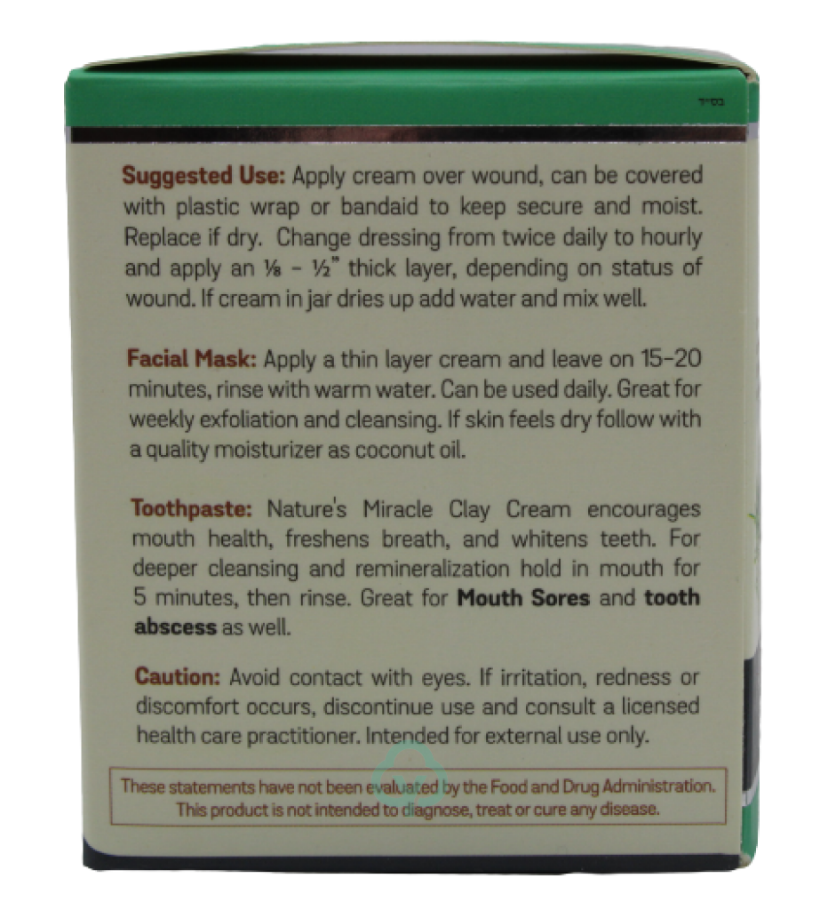 Natures Cure Miracle Clay Cream 4 Oz. Skin Support