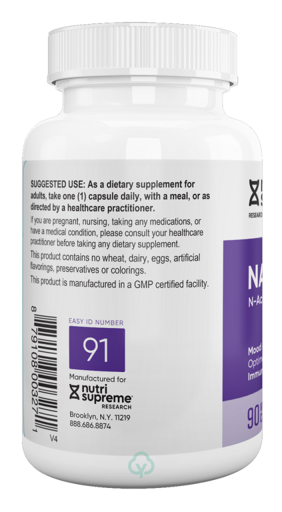 Nutri Supreme Nac - N-Acetyl-L-Cysteine-600Mg 90 Veg Capsules Immune Support