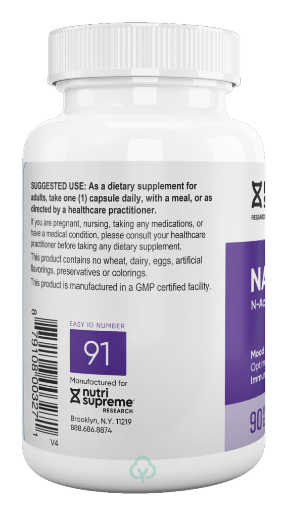 Nutri Supreme Nac - N-Acetyl-L-Cysteine-600Mg 90 Veg Capsules Immune Support
