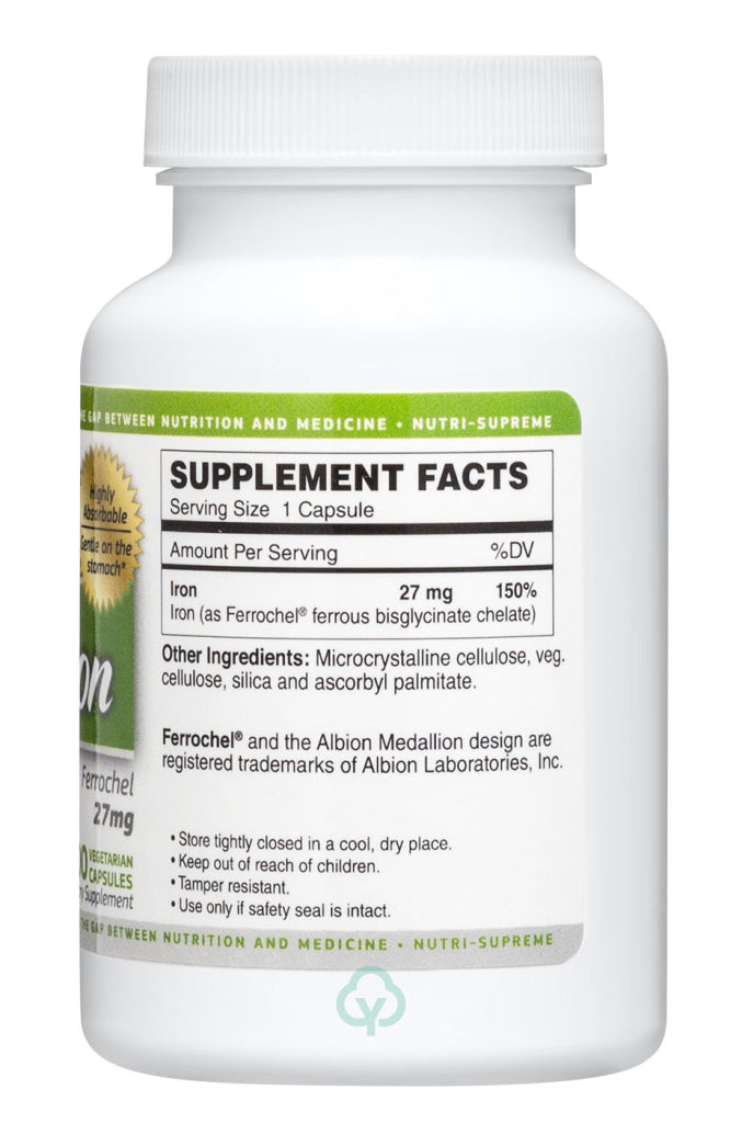 Nutri Supreme Ultra Iron - Ferrochel 27 Mg 100 Veg Capsules