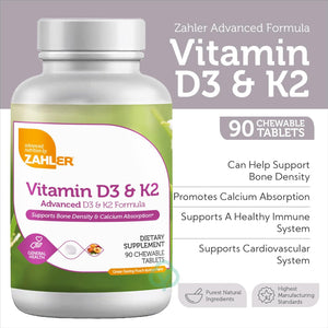 Vitamin D3 & K2 90 Chewable Tablets