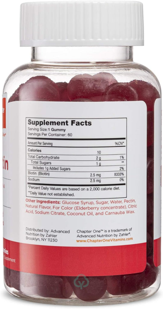 Zahler Chapter One Biotin Gummies 60 Flavored Gummies